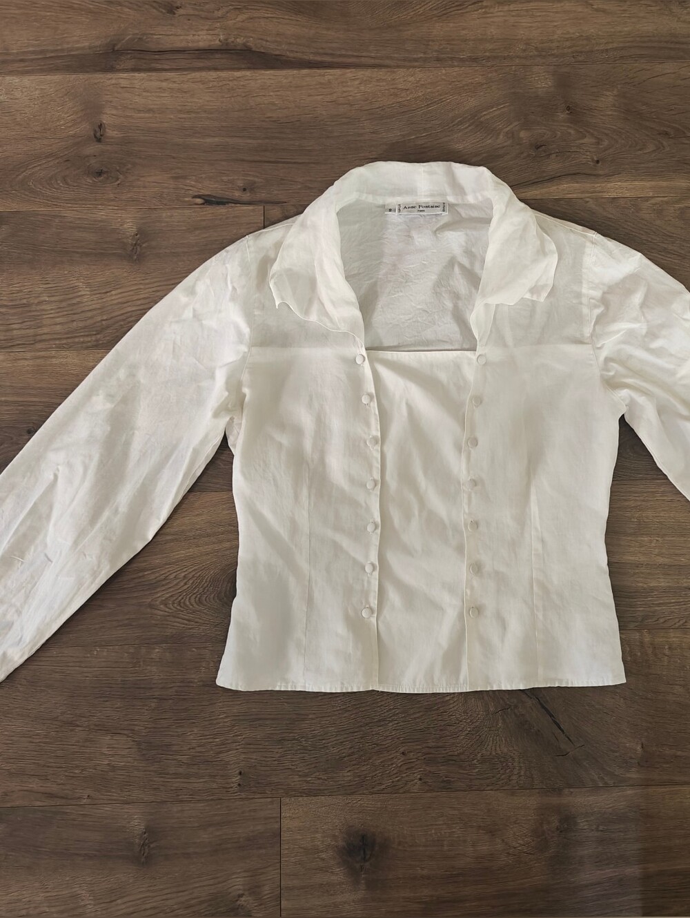 Anne Fontaine White Button-Front Long-Sleeve Blouse